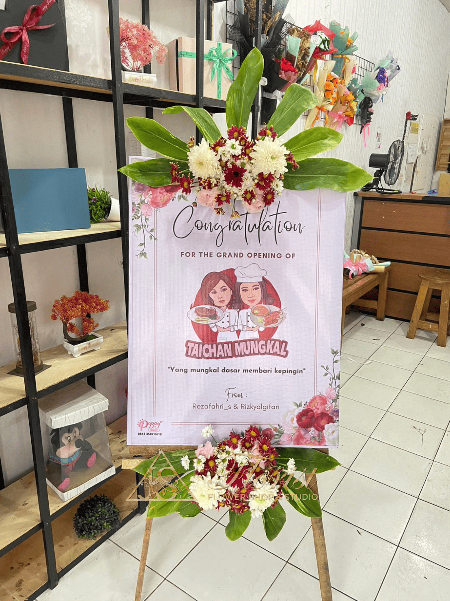 Standing Flower Kayu 80x60 2 Titik